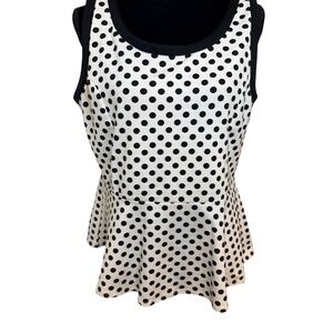 Jules & Leopold | White and Black Polka Dot Peplum Tank Top